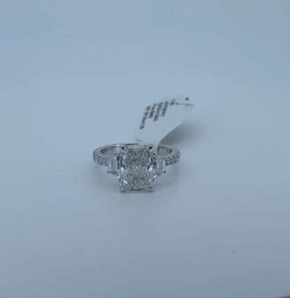 3.10ct E VS1 Radiant 14kt White Gold Ring SA5627R-10.2x7-2