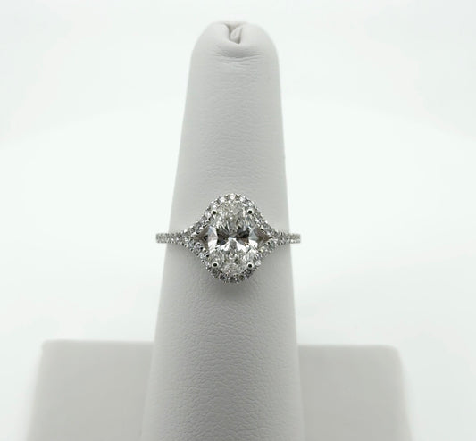 1.85ctw Oval Lab Diamond 14kt White Gold Ring SA5420R-9.42x6.41A