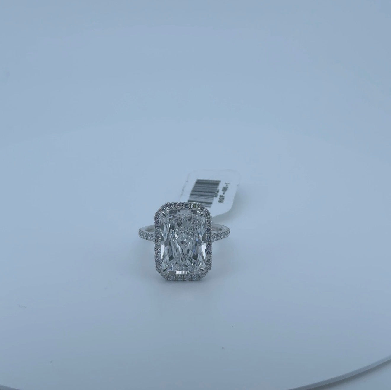 7.02ct Radiant E VS1 Lab Diamond 14kt White Gold Ring RGF-486-1