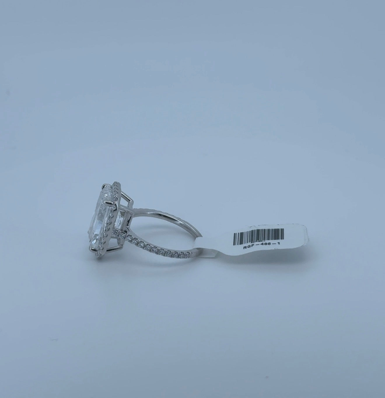 7.02ct Radiant E VS1 Lab Diamond 14kt White Gold Ring RGF-486-1