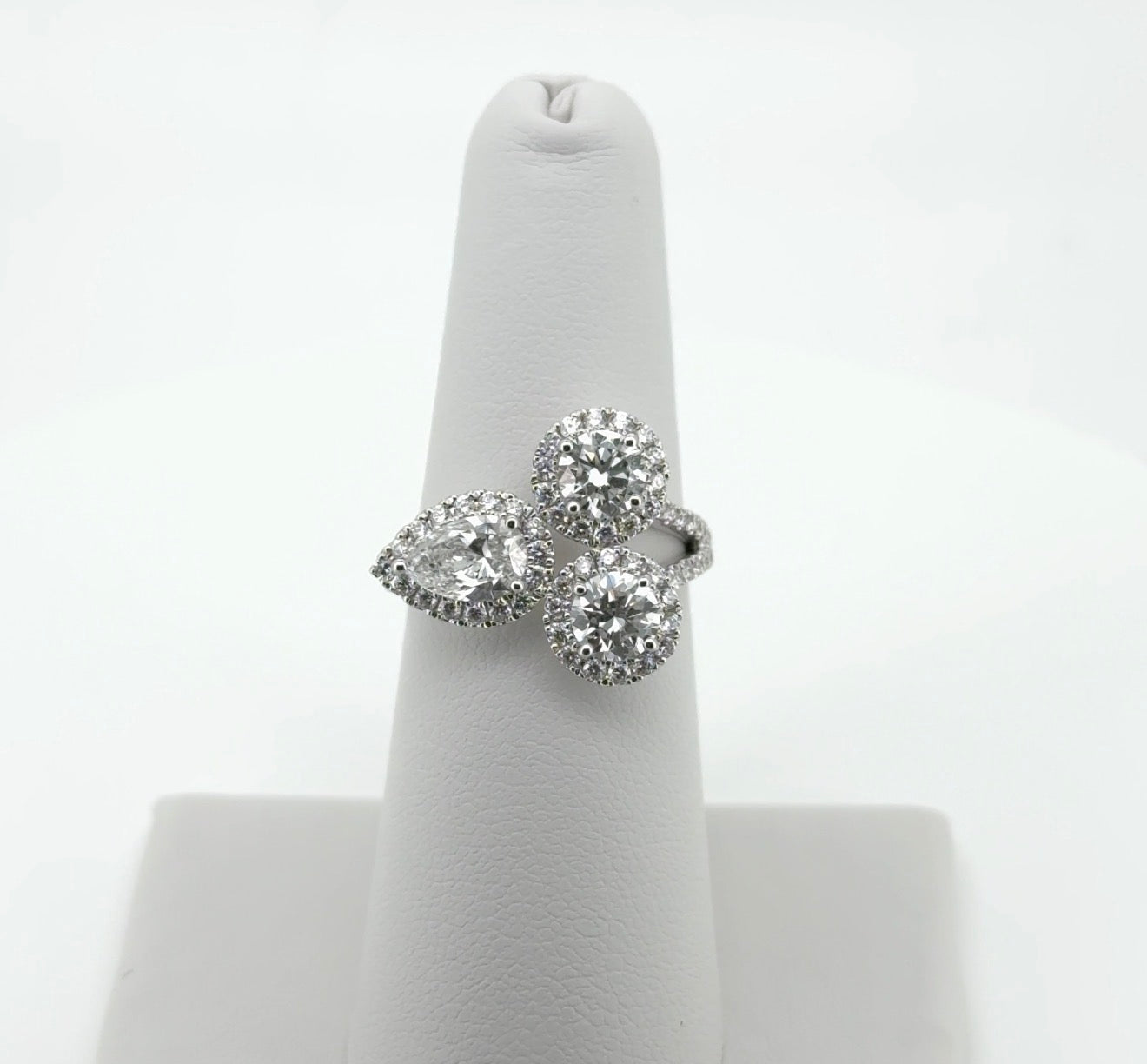 2.57ctw Pear and Round Lab Diamonds 14kt White Gold 3-stone Ring SA5809R