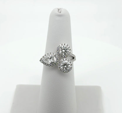 2.57ctw Pear and Round Lab Diamonds 14kt White Gold 3-stone Ring SA5809R