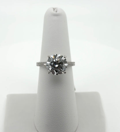 4.03ct Round E VVS2 Lab Diamond 18kt White Gold Ring SA5041R
