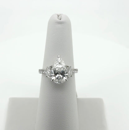 3.06ct Pear E VVS2 Lab Diamond 14kt White Gold Ring RGF-636-1