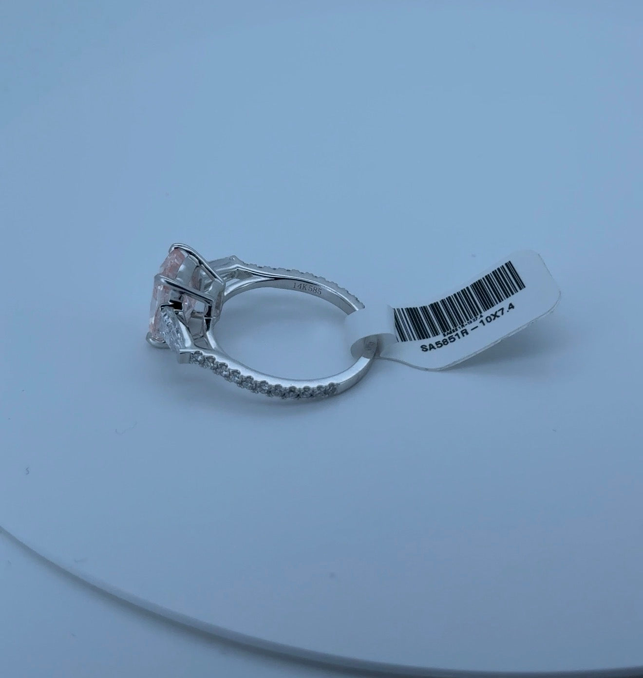 3.06ct Cushion Fancy Vivid Pink VVS2 Lab Diamond 14kt White Gold Ring SA5851R-10x7.4