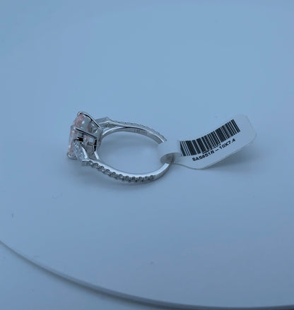 3.06ct Cushion Fancy Vivid Pink VVS2 Lab Diamond 14kt White Gold Ring SA5851R-10x7.4