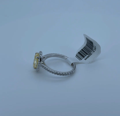2.10ct Oval Fancy Intense Yellow Lab Diamond 14kt White Gold Ring SA5500R-9.2x6.4