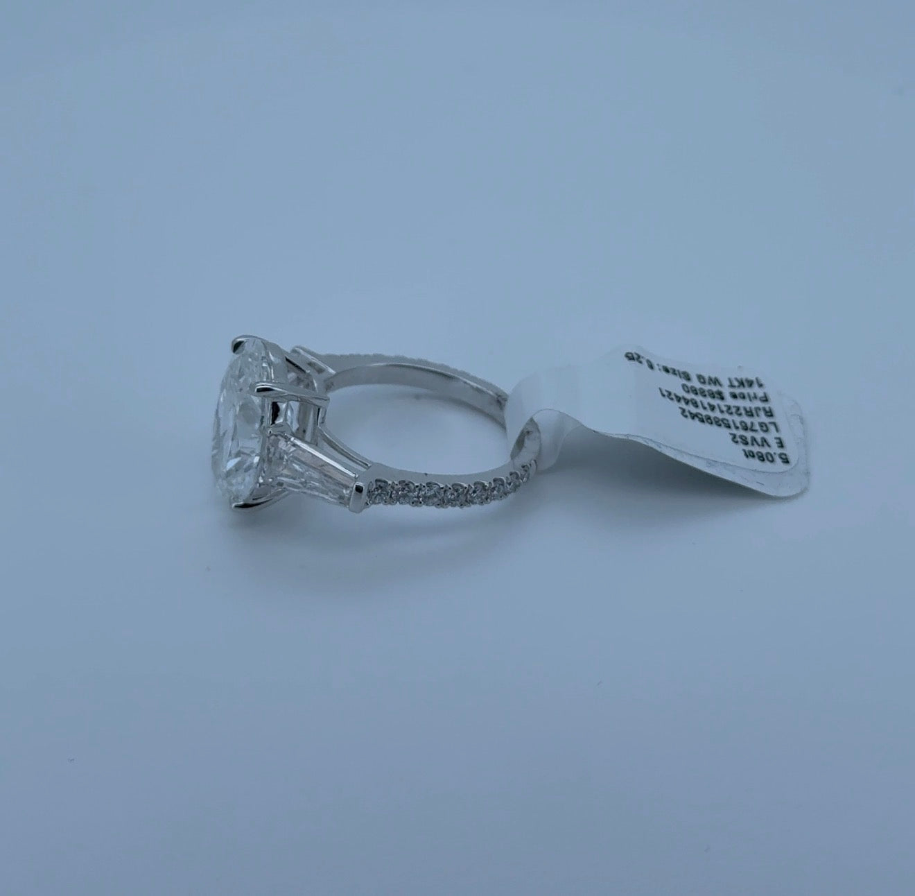 5.08ct Oval E VVS2 Lab Diamond 14kt White Gold Ring SA5821R-14x9.6