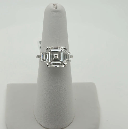 7.05ct Asscher E VS1 Lab Diamond 14kt White Gold Ring SA5641R-10.5-1