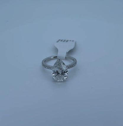 3.85ct Pear E VS1 Lab Diamond 14kt White Gold Ring SA5606RR-13x9