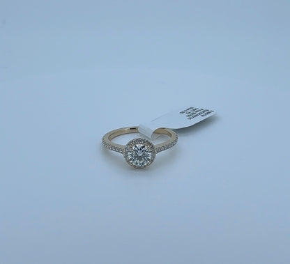 0.99ctw Round Lab Diamond 14kt Yellow Gold Ring SA5834R-5.8Y