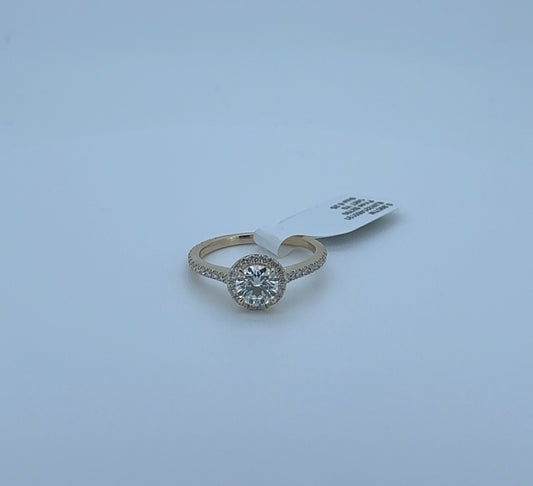 0.99ctw Round Lab Diamond 14kt Yellow Gold Ring SA5834R-5.8Y