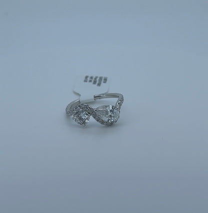 2.05ctw Pear and Round Lab Diamonds 14kt White Gold Bypass Ring RGF-432