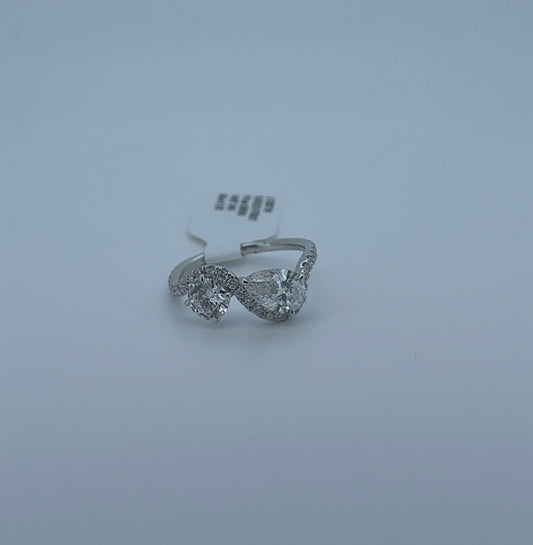 2.05ctw Pear and Round Lab Diamonds 14kt White Gold Bypass Ring RGF-432