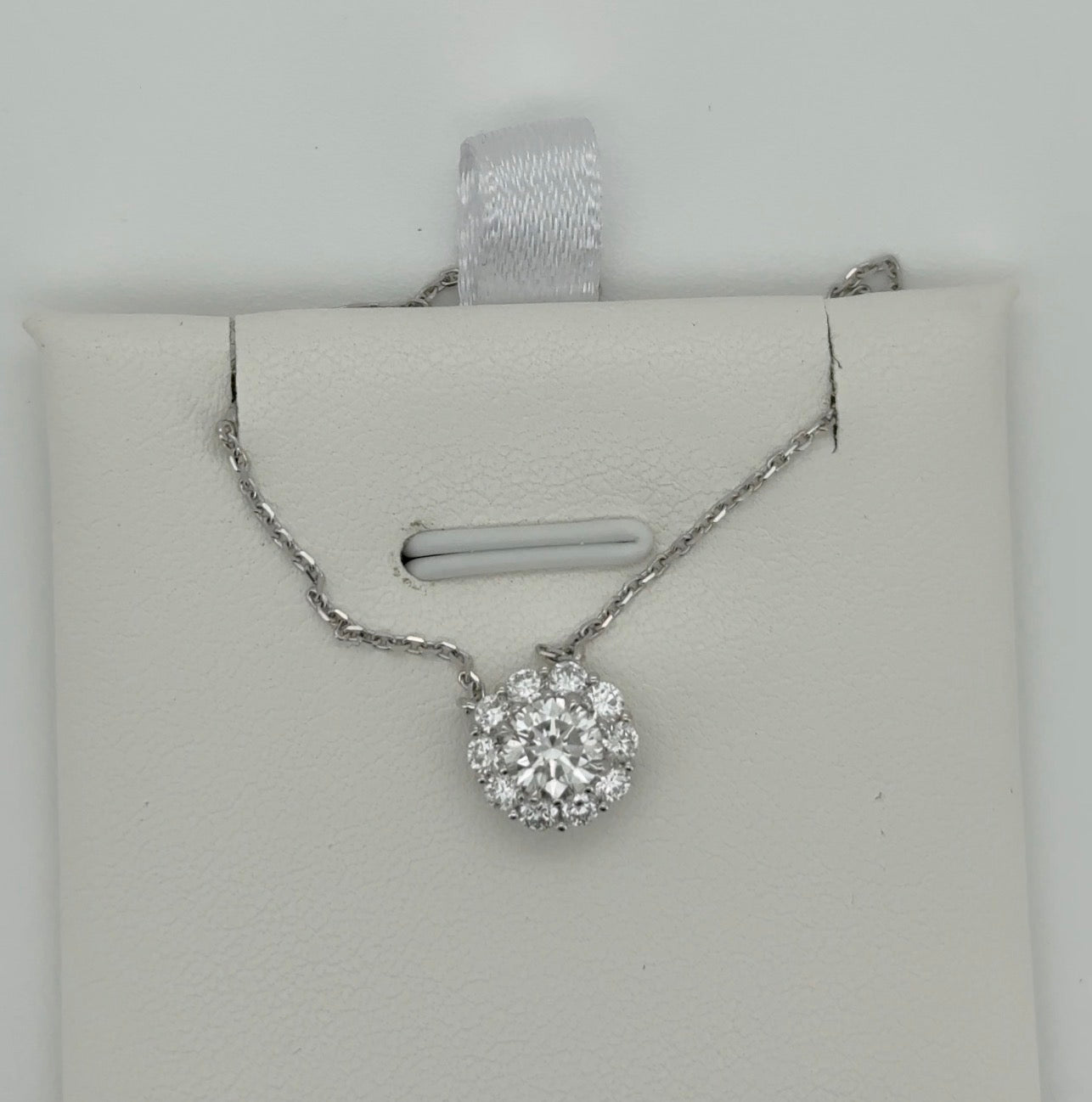 1.03ctw Round Lab Diamond 14kt White Gold Necklace SA5835NR-5.3