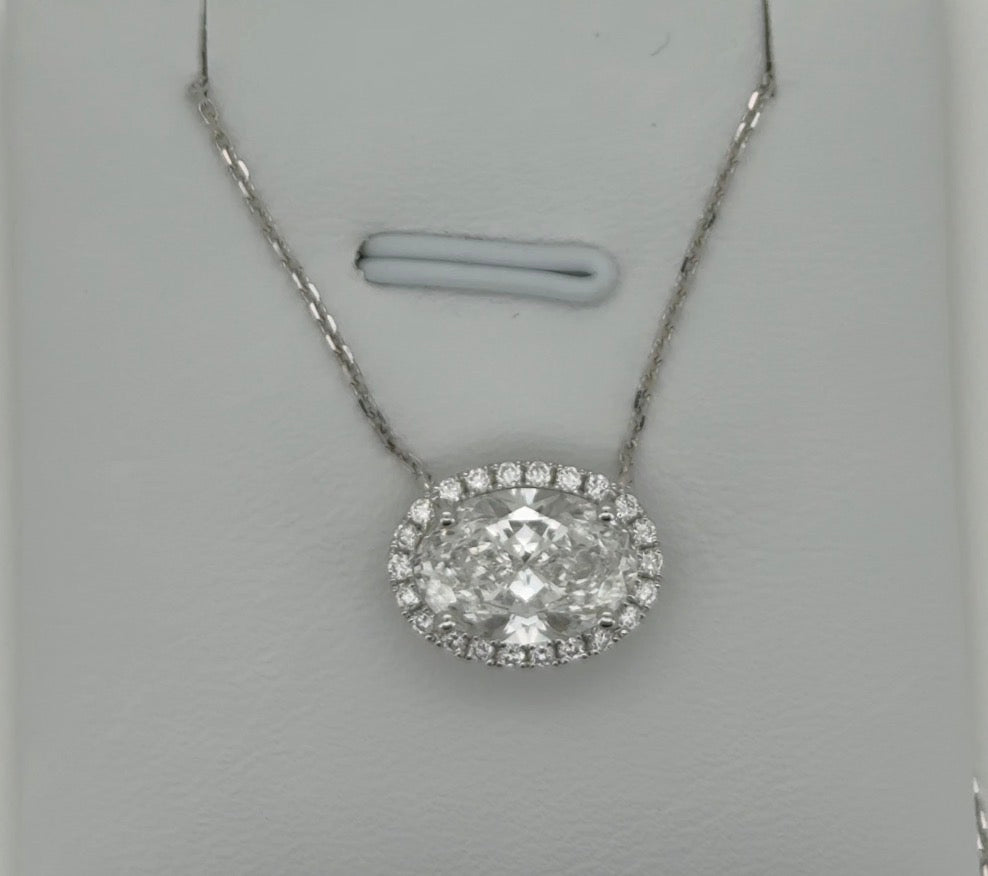 2.69ctw Oval Lab Diamond 14kt White Gold Necklace