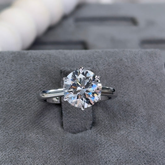 3.03 Carat 6-Prong Round Hidden Halo Cathedral Ring