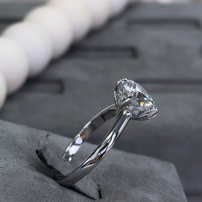 3.03 Carat 6-Prong Round Hidden Halo Cathedral Ring