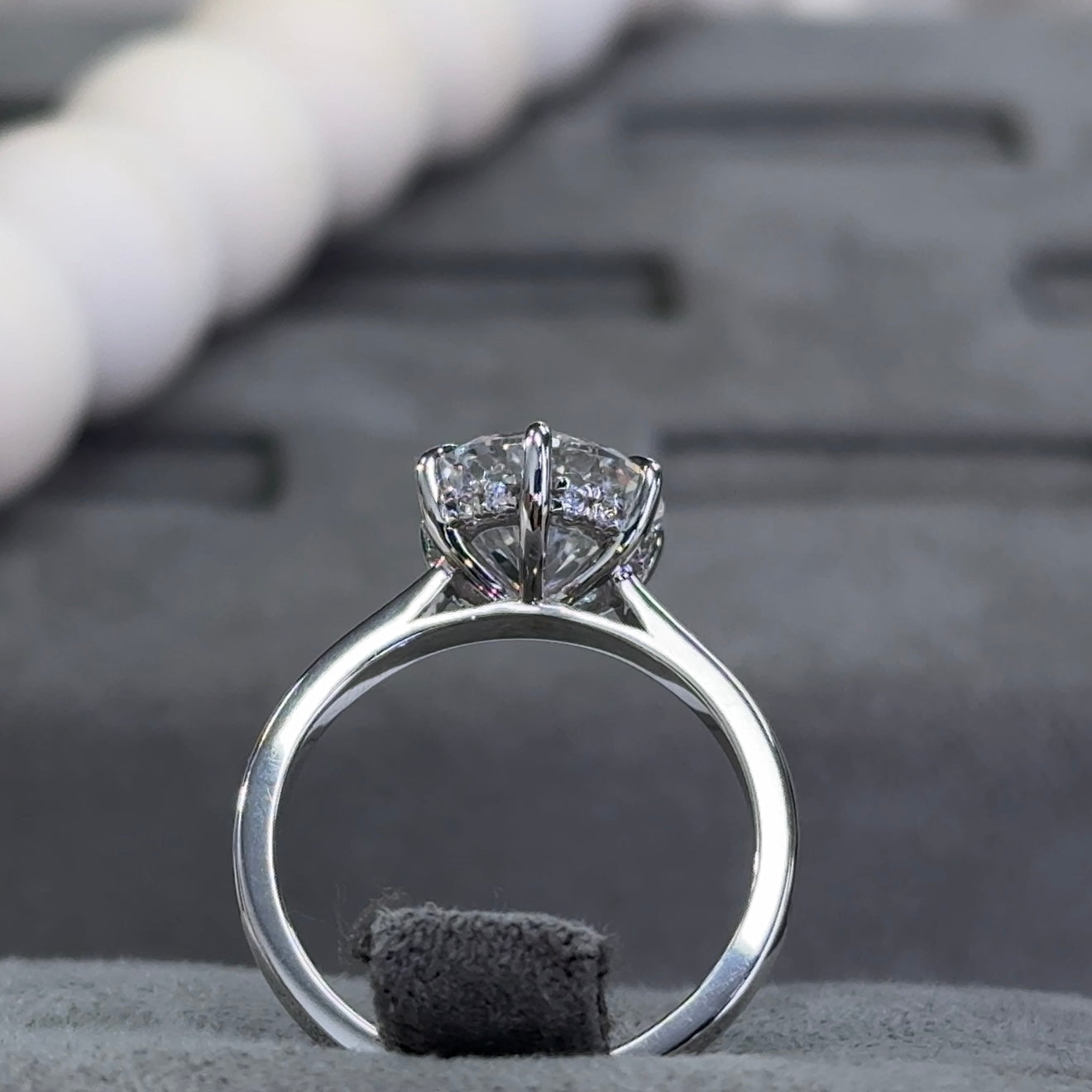 3.03 Carat 6-Prong Round Hidden Halo Cathedral Ring