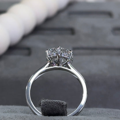 3.03 Carat 6-Prong Round Hidden Halo Cathedral Ring
