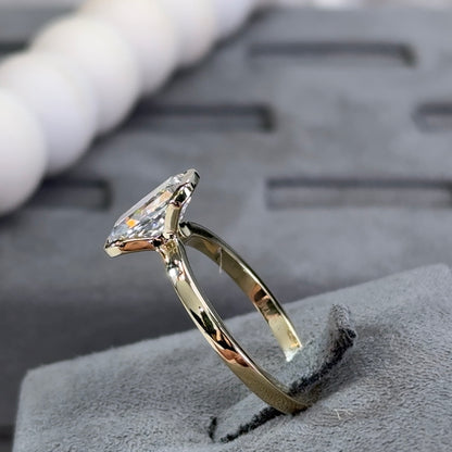 2.01 Carat Radiant Lab Diamond Half Bezel Solitaire Ring