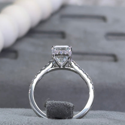 3.01 Carat Emerald Lab Diamond Hidden Halo Traditional Cathedral Ring