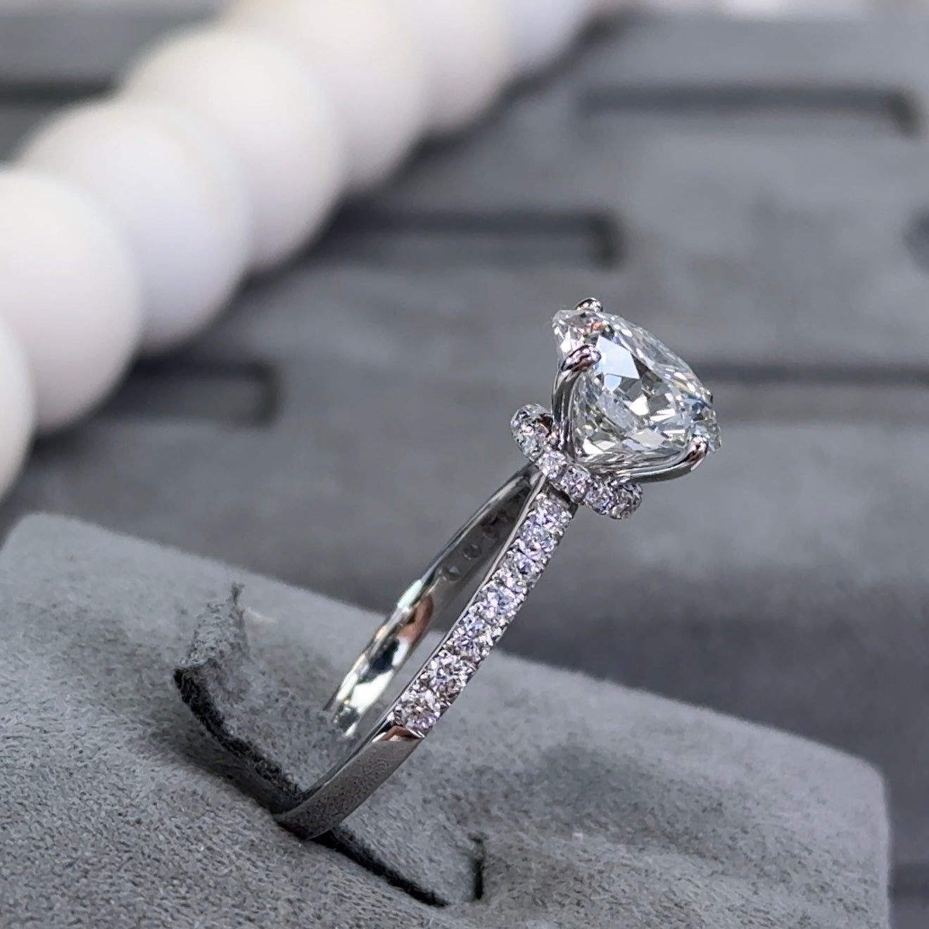 3.06 Traditional Round Lab Diamond Ring Low Hidden Halo