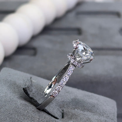 3.06 Traditional Round Lab Diamond Ring Low Hidden Halo
