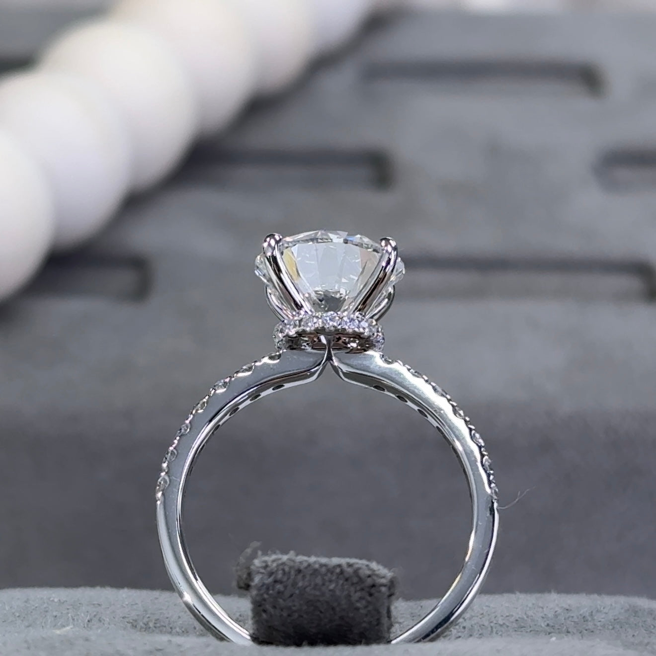 3.06 Traditional Round Lab Diamond Ring Low Hidden Halo