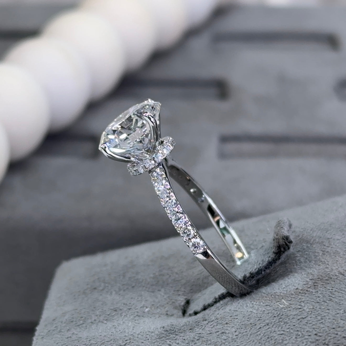 3.06 Traditional Round Lab Diamond Ring Low Hidden Halo