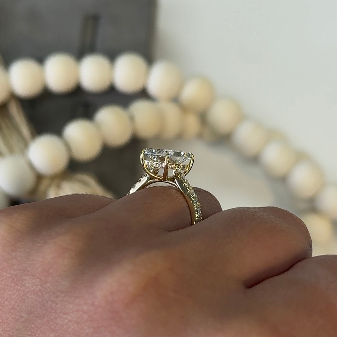 3.03 Carat Radiant Lab Diamond Hidden Halo Traditional Cathedral Ring