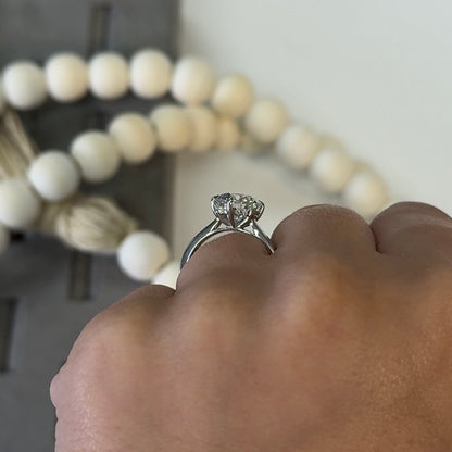 3.03 Carat 6-Prong Round Hidden Halo Cathedral Ring