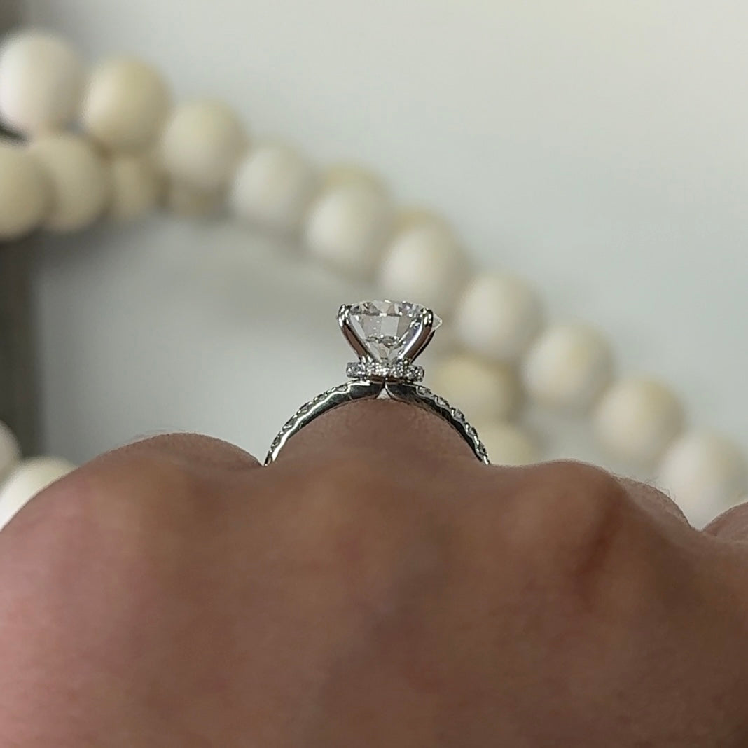 3.06 Traditional Round Lab Diamond Ring Low Hidden Halo