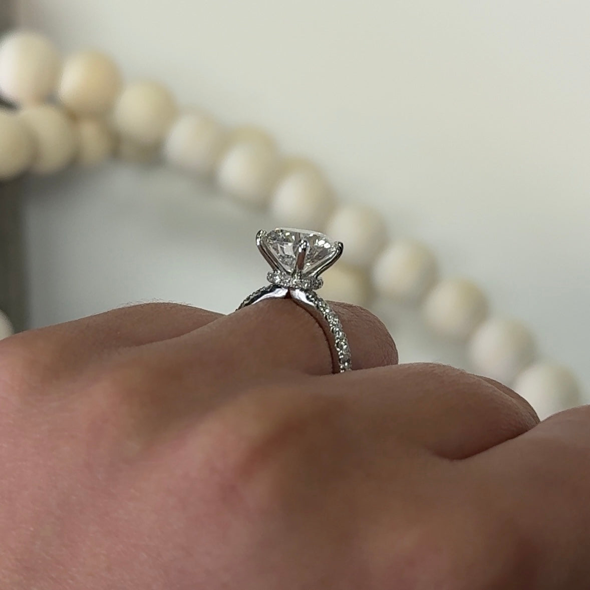 3.06 Traditional Round Lab Diamond Ring Low Hidden Halo