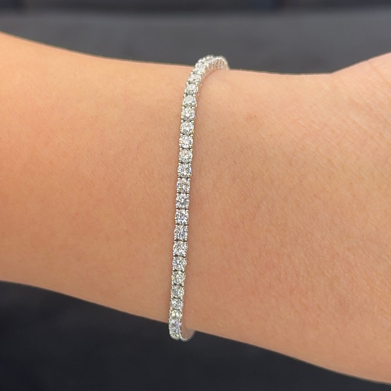 14kt White Gold Round Lab Diamond Tennis Bracelet 4.00ctw