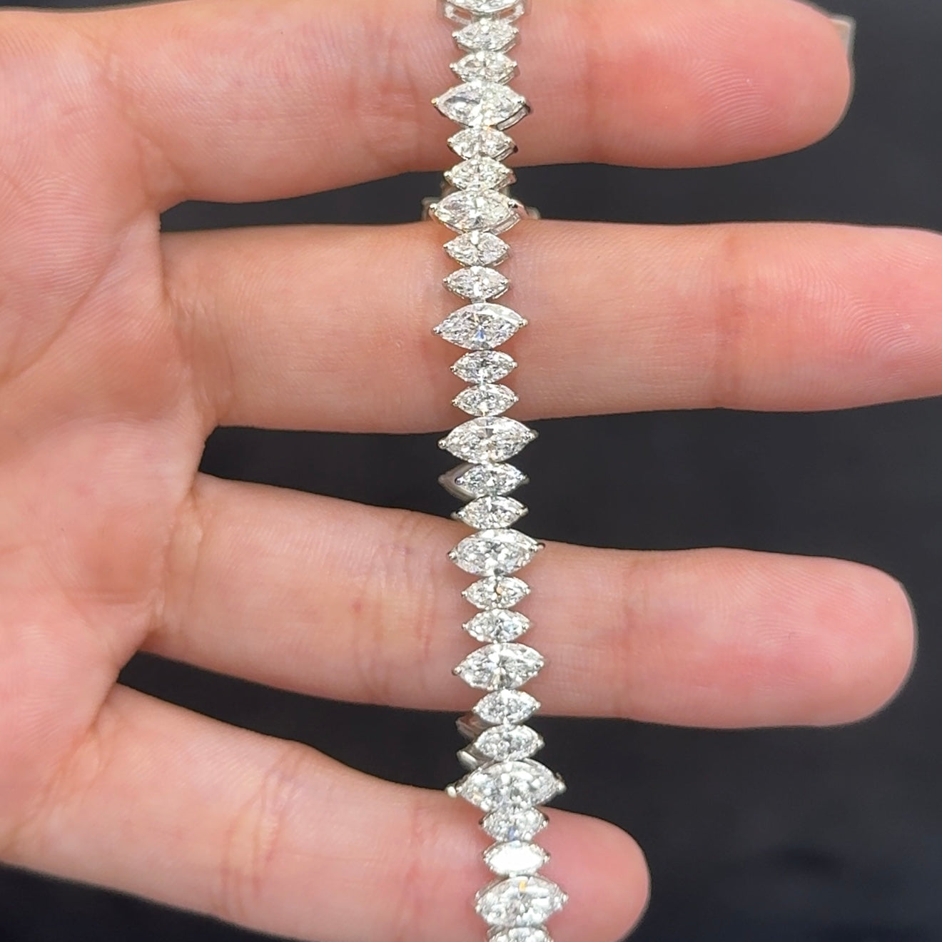 14kt White Gold Marquise Lab Diamond Tennis Bracelet 10.84ctw
