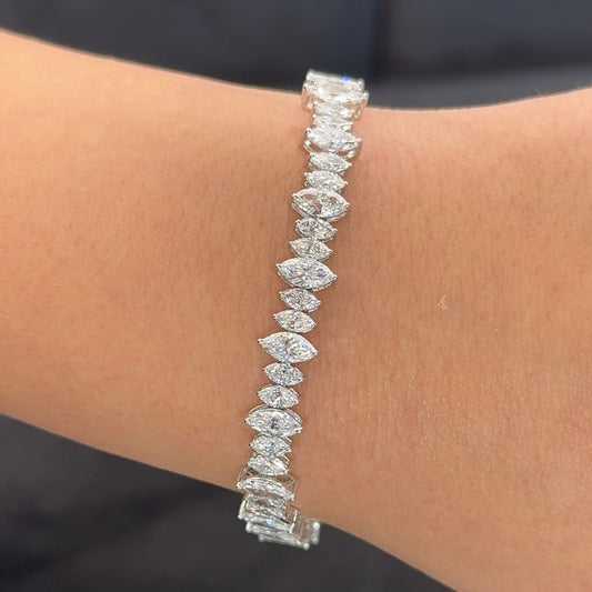 14kt White Gold Marquise Lab Diamond Tennis Bracelet 10.84ctw