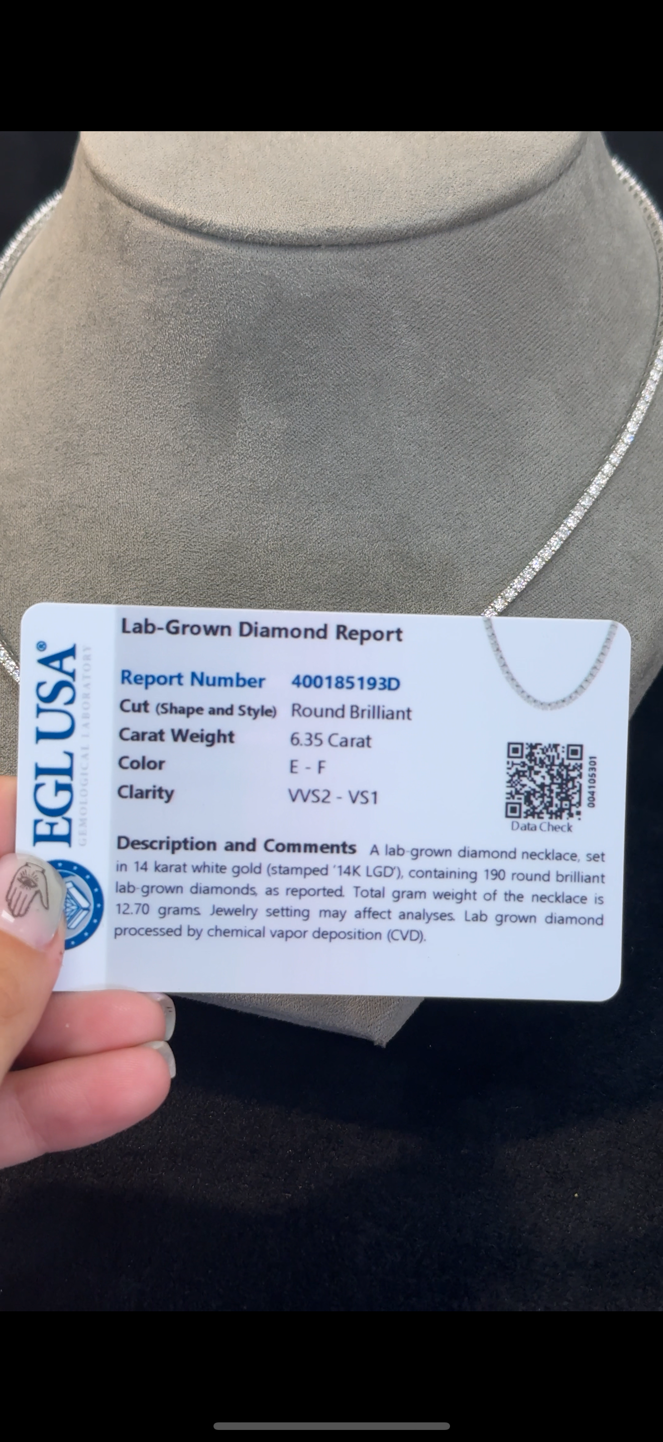 14kt White Gold Round Lab Diamond Tennis Necklace
