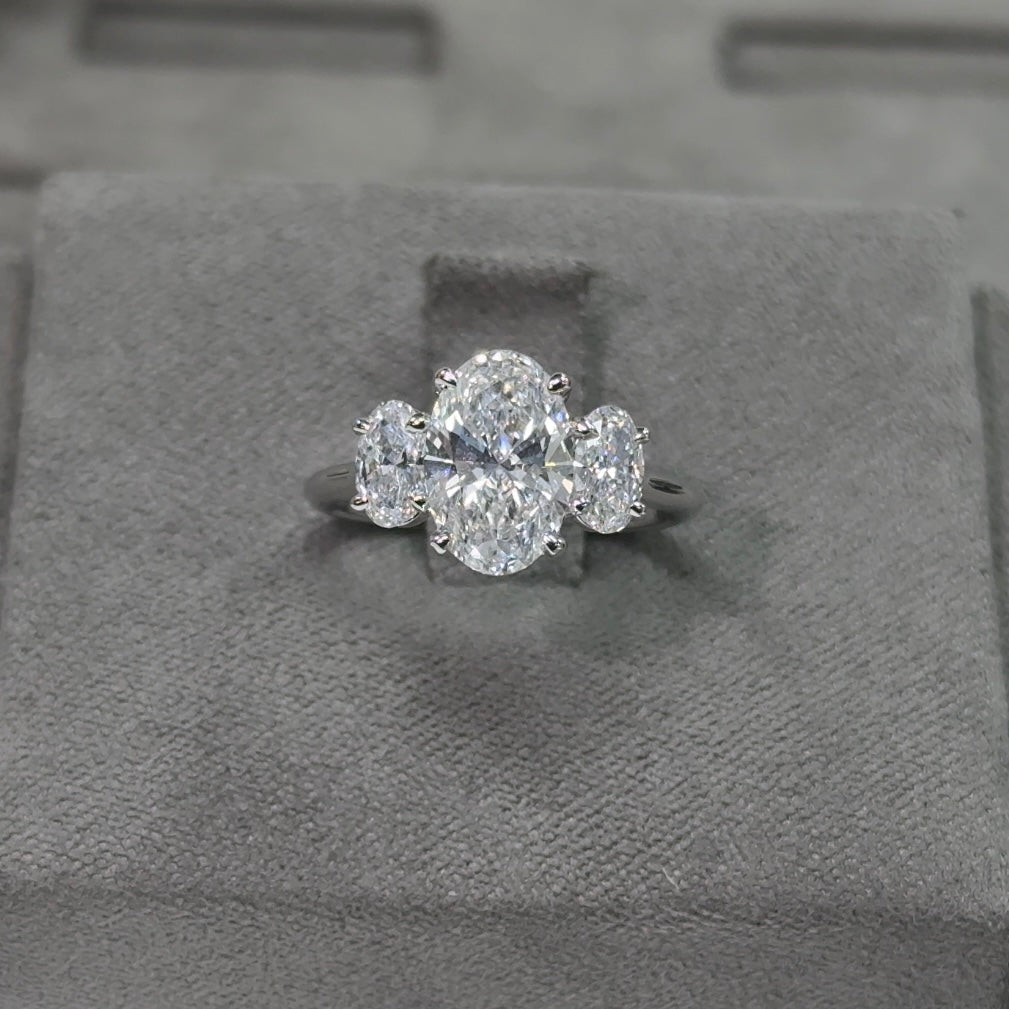 2.01 Carat Oval Three-Stone Diamond Ring