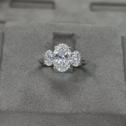 2.01 Carat Oval Three-Stone Diamond Ring
