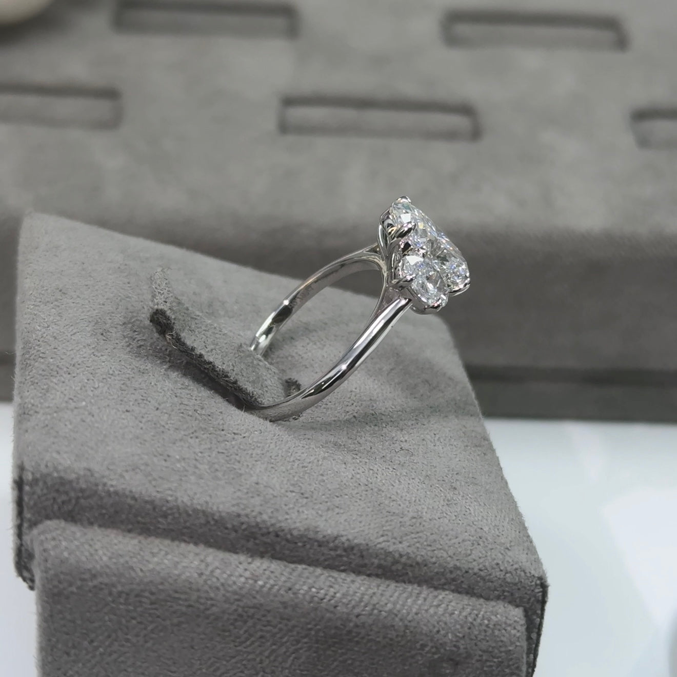 2.01 Carat Oval Three-Stone Diamond Ring