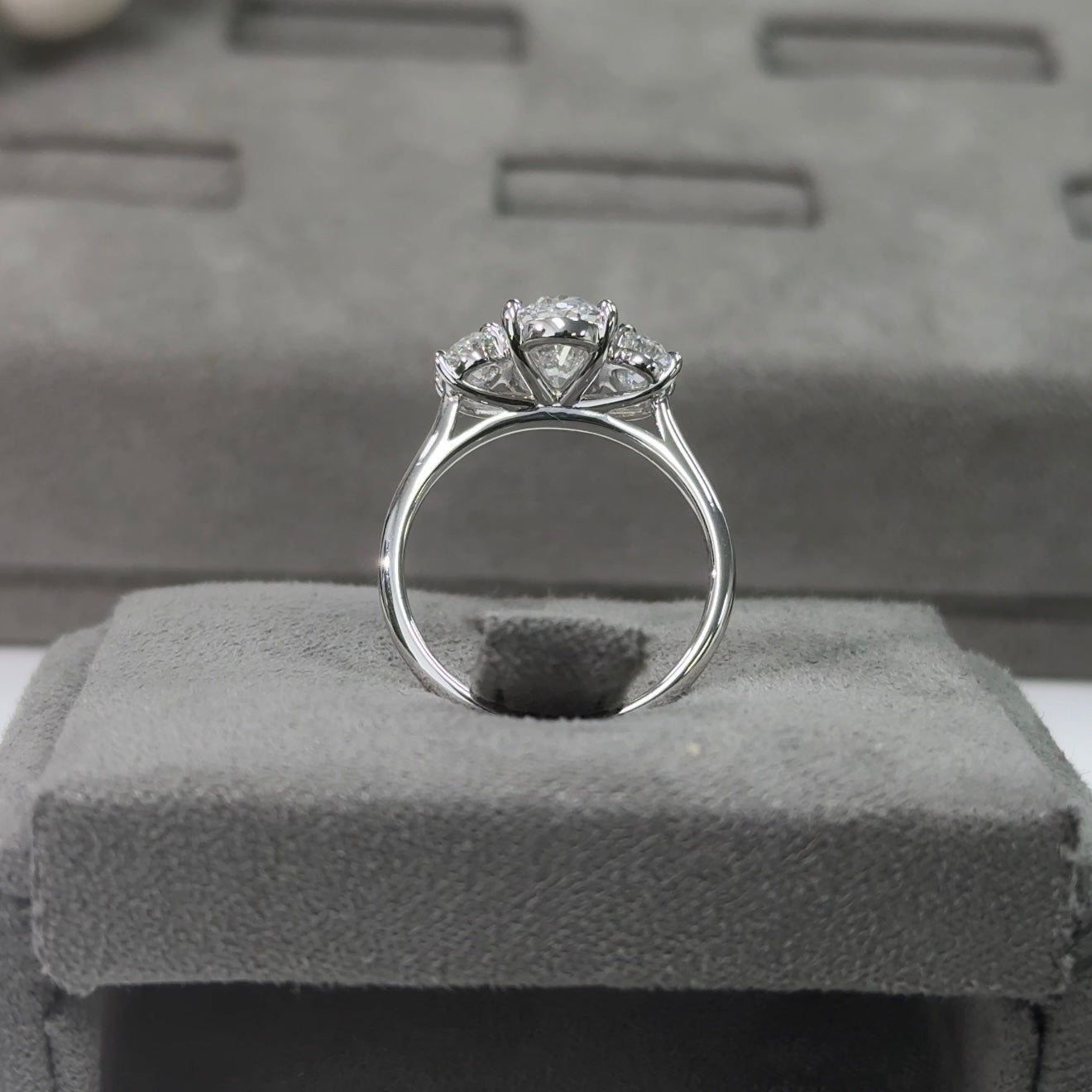 2.01 Carat Oval Three-Stone Diamond Ring