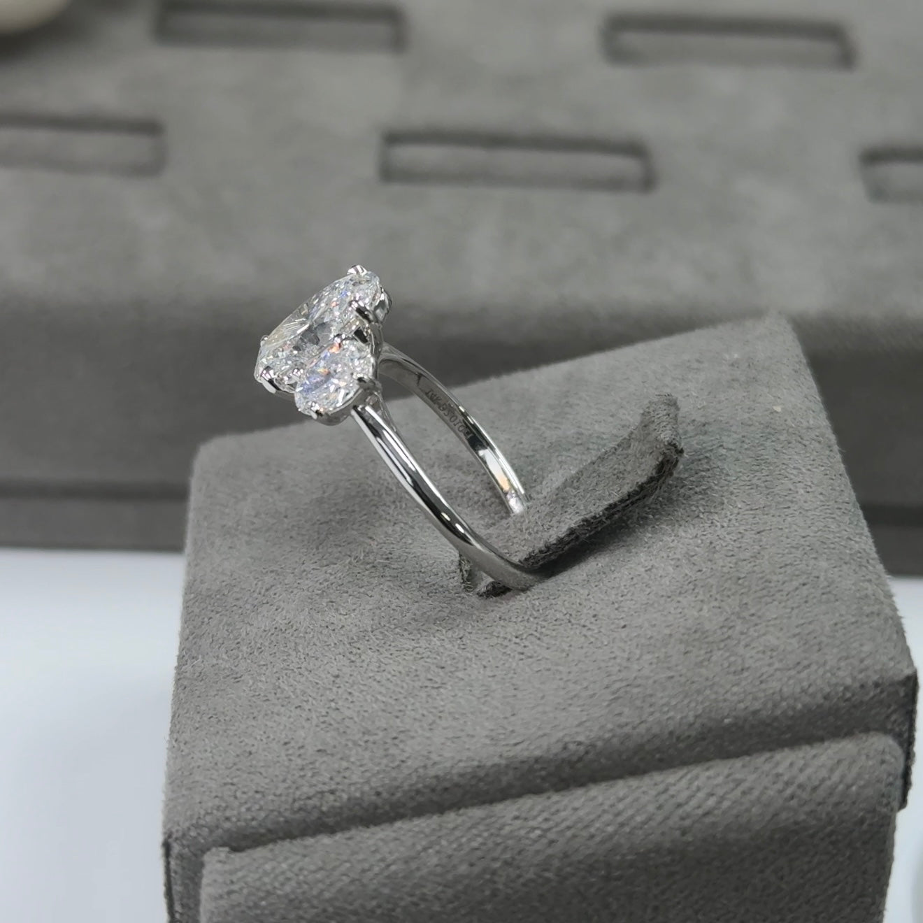 2.01 Carat Oval Three-Stone Diamond Ring