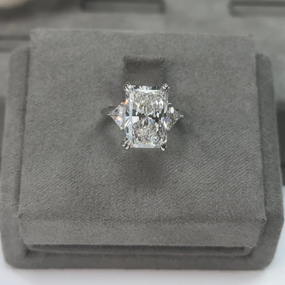 4.86 Carat Radiant Three-Stone Trilliant Lab Diamond Ring