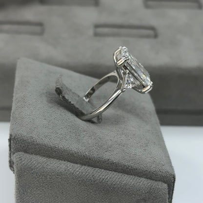 4.86 Carat Radiant Three-Stone Trilliant Lab Diamond Ring