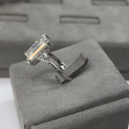4.86 Carat Radiant Three-Stone Trilliant Lab Diamond Ring