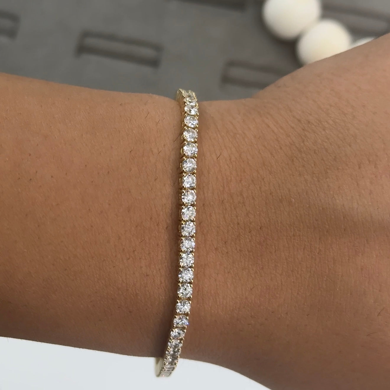 14kt Yellow Gold Round Lab Diamond Tennis Bracelet 4.85ctw