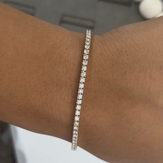 14kt Yellow Gold Round Lab Diamond Tennis Bracelet 3.05ctw