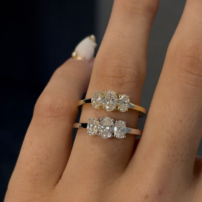 Dainty Three-Stone Oval Ring