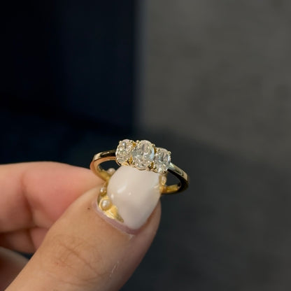 Dainty Three-Stone Oval Ring